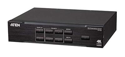 ATEN VP1420 HDMI-Matrix-switch 3D-weergave mogelijk, Met audiopoorten, Ultra HD-geschikt, Met ingebouwde converter, Rackmontage mogelijk Zwart