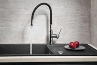 Keukenmengkraan Sapho Sili 1-hendel 47.5 cm met Siliconen Uitloop Chroom Zwart - thumbnail