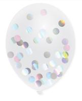 Transparante Confetti Ballonnen Holografisch - 5 Stuks - thumbnail
