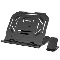 T3 multifunctionele ventilerende Laptop Standaard met 10 niveaus instelbare werk- en kijkhoek voor Notebook MacBook iPad Smartphone (zwart) - thumbnail