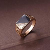 Mannelijke mode klassieke Strass glazuur ringen ring maat: 9 (goud) - thumbnail