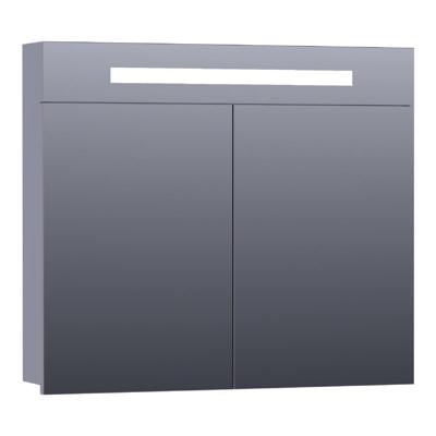 Brauer Promise Spiegelkast - 80 cm - met Directe Verlichting - 2 Enkelzijdige Spiegeldeuren - Mat Grijs