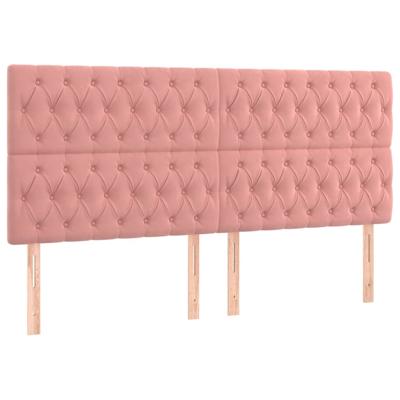 Hoofdborden 4 st 90x7x78/88 cm fluweel roze
