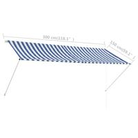 Luifel uittrekbaar 300x150 cm blauw en wit - thumbnail