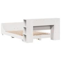 Bedframe zonder matras massief grenenhout wit 120x190 cm - thumbnail