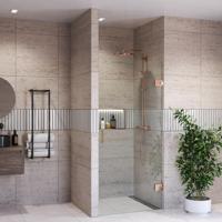 Douchedeur BWS Portos Profielloos Geborsteld Brons 60x200 cm Helder Glas 8 mm Nano Coating - thumbnail