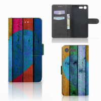 Sony Xperia XZ Premium Book Style Case Wood Heart - Cadeau voor je Vriend - thumbnail