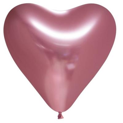 Ballonnen hart metallic roze 6 stuks