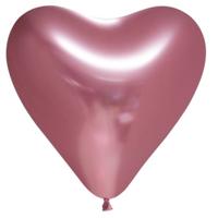 Ballonnen hart metallic roze 6 stuks - thumbnail
