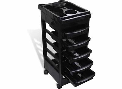 Lowander Kapperstrolley - 5 Lades - Verrijdbare Salon Trolley met Houders - Zwart