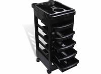 Lowander Kapperstrolley - 5 Lades - Verrijdbare Salon Trolley met Houders - Zwart - thumbnail