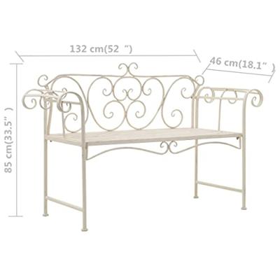 VidaXL Tuinbank 132 cm metaal antiekwit VidaXL Tuinbank 132 cm metaal antiekwit