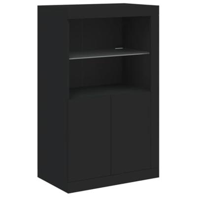 Dressoir met LED-verlichting 162x37x100 cm zwart