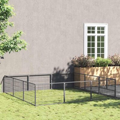 VidaXL Hondenkennel 9 m² staal zilverkleurig