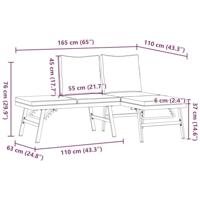 Tuinbanken met kussens 2 st gepoedercoat staal zwart - thumbnail