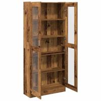 Hoge kast 82,5x30,5x185 cm bewerkt hout oud houtkleurig - thumbnail