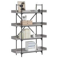Boekenkast 4-laags 100x33x145,5 cm bewerkt hout grijs sonoma - thumbnail