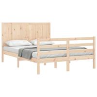 Bedframe met hoofdbord massief hout 140x200 cm - thumbnail