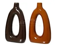 Vaas Organisch Porselein Bruin 31,7cm Assorti 1st - thumbnail