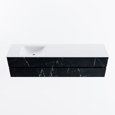 MONDIAZ VICA 190cm badmeubel onderkast Marquina 4 lades. Wastafel CLOUD links 1 kraangat, kleur Talc.