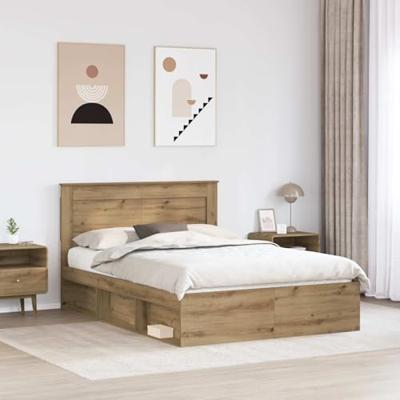Bedframe Ambachtelijk eiken 140 x 200 cm Massief grenenhout
