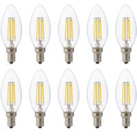 LED Lamp 10 Pack - Kaarslamp - Filament - E14 Fitting - 4W Dimbaar - Warm Wit 2700K - thumbnail