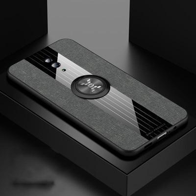 Voor OPPO Reno XINLI stiksels doek Textue schokbestendig TPU beschermhoes met ring houder (grijs)