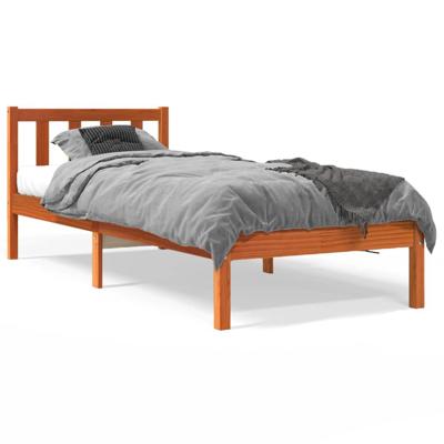Bedframe massief grenenhout wasbruin 75x190 cm