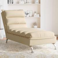 Chaise longue met kussens stof crmekleurig - thumbnail