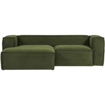 Kave Home Loungebank 'Blok' 240cm, Rib, Links, kleur Donkergroen