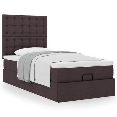 Ottoman bed met matras 140x200cm stof donkerbruin - thumbnail