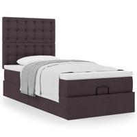 Ottoman bed met matras 140x200cm stof donkerbruin - thumbnail