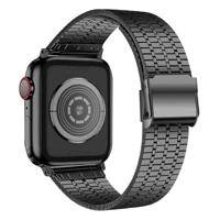 By Qubix - Metalen bandje - Zwart - Compatible met Apple watch 44mm / 45mm / 46mm / 49mm - Compatible Apple watch bandjes - thumbnail