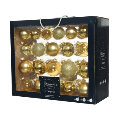 Decoris kerstballen set Glas 42st Goud 5-6-7cm