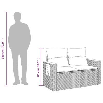 Tuinbank 2-zits met kussens poly rattan zwart
