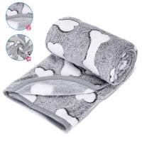 Nobleza Hondendeken - Fleece - Lichtgrijs met print - Maat L - 100x120 cm - thumbnail