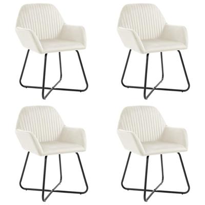 Eetkamerstoelen 4 st fluweel crèmekleurig