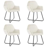 Eetkamerstoelen 4 st fluweel crèmekleurig - thumbnail
