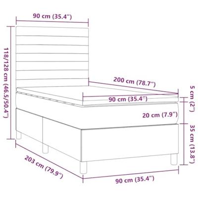 Boxspring met matras stof donkerbruin 90x200 cm