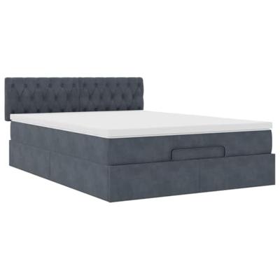 Ottoman bed met matras 140x190cm fluweel donkergrijs