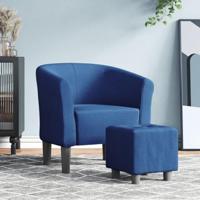 Kuipstoel met voetenbank stof blauw - thumbnail