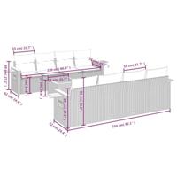 9-delige Loungeset met kussens poly rattan zwart - thumbnail