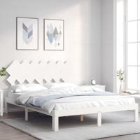 Bedframe zonder matras massief grenenhout wit 140x190 cm - thumbnail