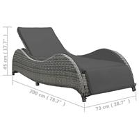 Ligbed met kussen poly rattan antraciet - thumbnail