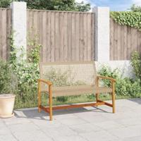 Tuinbank 112 cm poly rattan en acaciahout beige - thumbnail