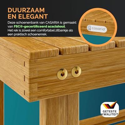 2-in-1 schoenenrek en bank gemaakt van acaciahout - 70 cm 2-in-1 schoenenrek en bank gemaakt van acaciahout - 70 cm