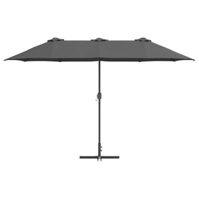 VidaXL Tuinparasol antraciet 370 x 197 x 239 cm polyester en aluminium VidaXL Tuinparasol antraciet 370 x 197 x 239 cm polyester en aluminium