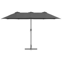 Tuinparasol Antraciet 380 x 196 x 235 cm Poedergecoat staal - thumbnail