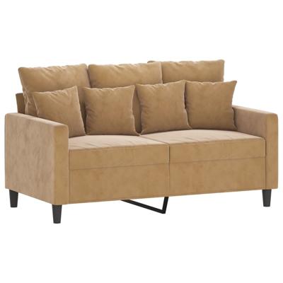 4-delige Loungeset met kussens fluweel bruin - thumbnail