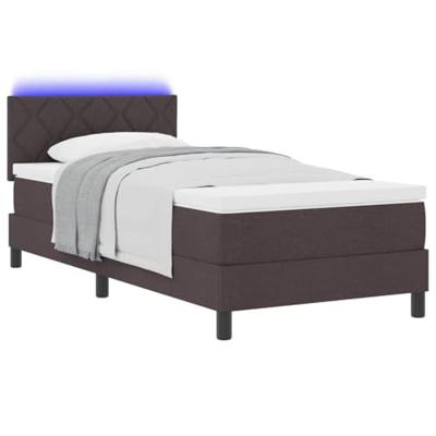Boxspringbed met matras & LED donkerbruin 90x200 cm stof
